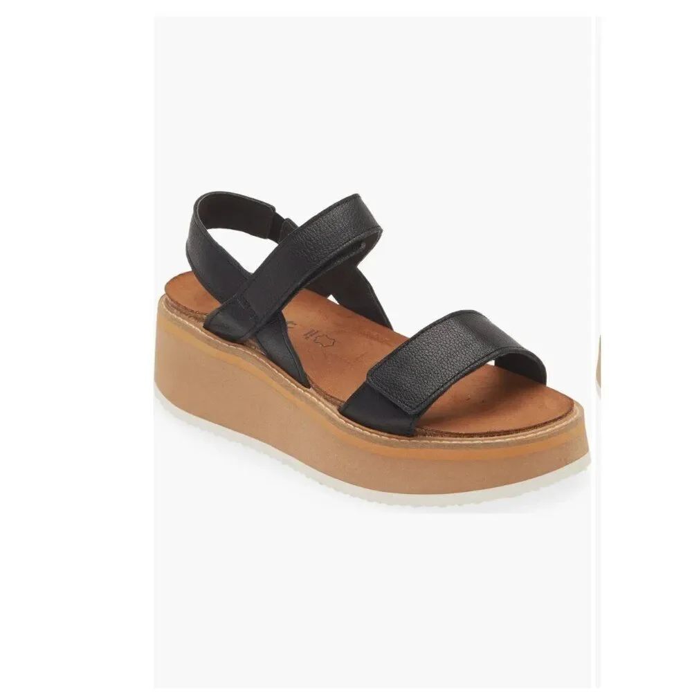 Naot Meringue Womens Platform Sandals Size EU 40 US 9 Brown Black Leather NWOB